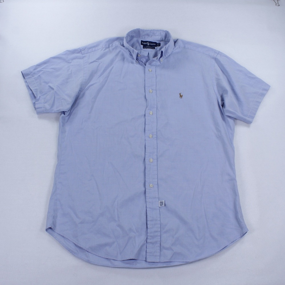 Vintage 90s Ralph Lauren Yarmouth Light Blue Pinpoint Oxford Shirt - Men's 17 33
